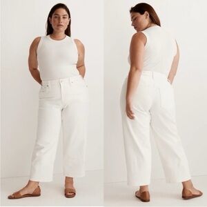 Madewell The Plus Perfect Vintage Wide-Leg Crop Jean In Tile White Sz 20W Preppy